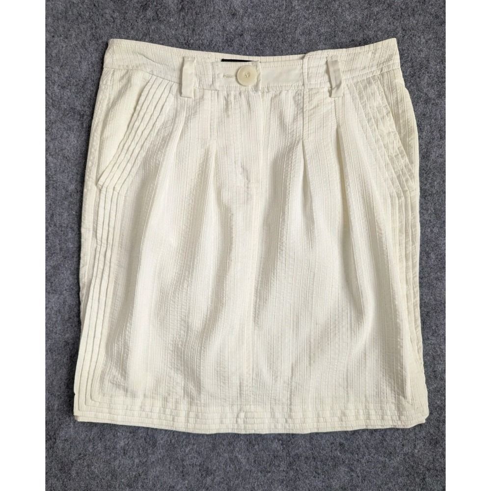 Mango Suit Skirt Sz 6 EUR 38 Mini Lined Off White Pockets Cotton Blend